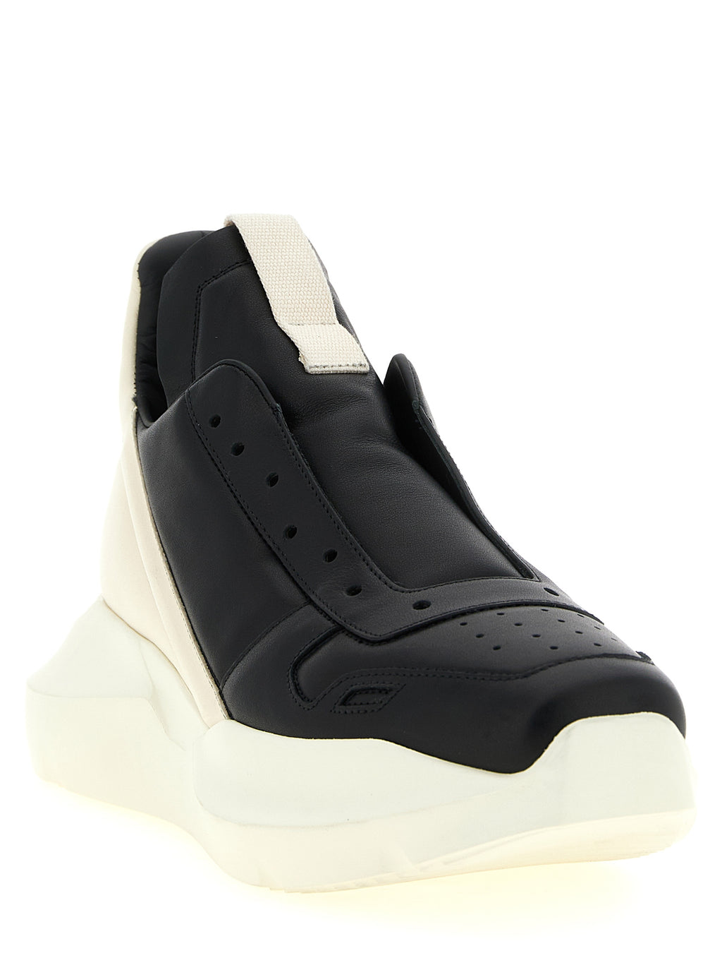 Zweifarbige Kalbsleder-Sneaker mit Chunky-Sohle