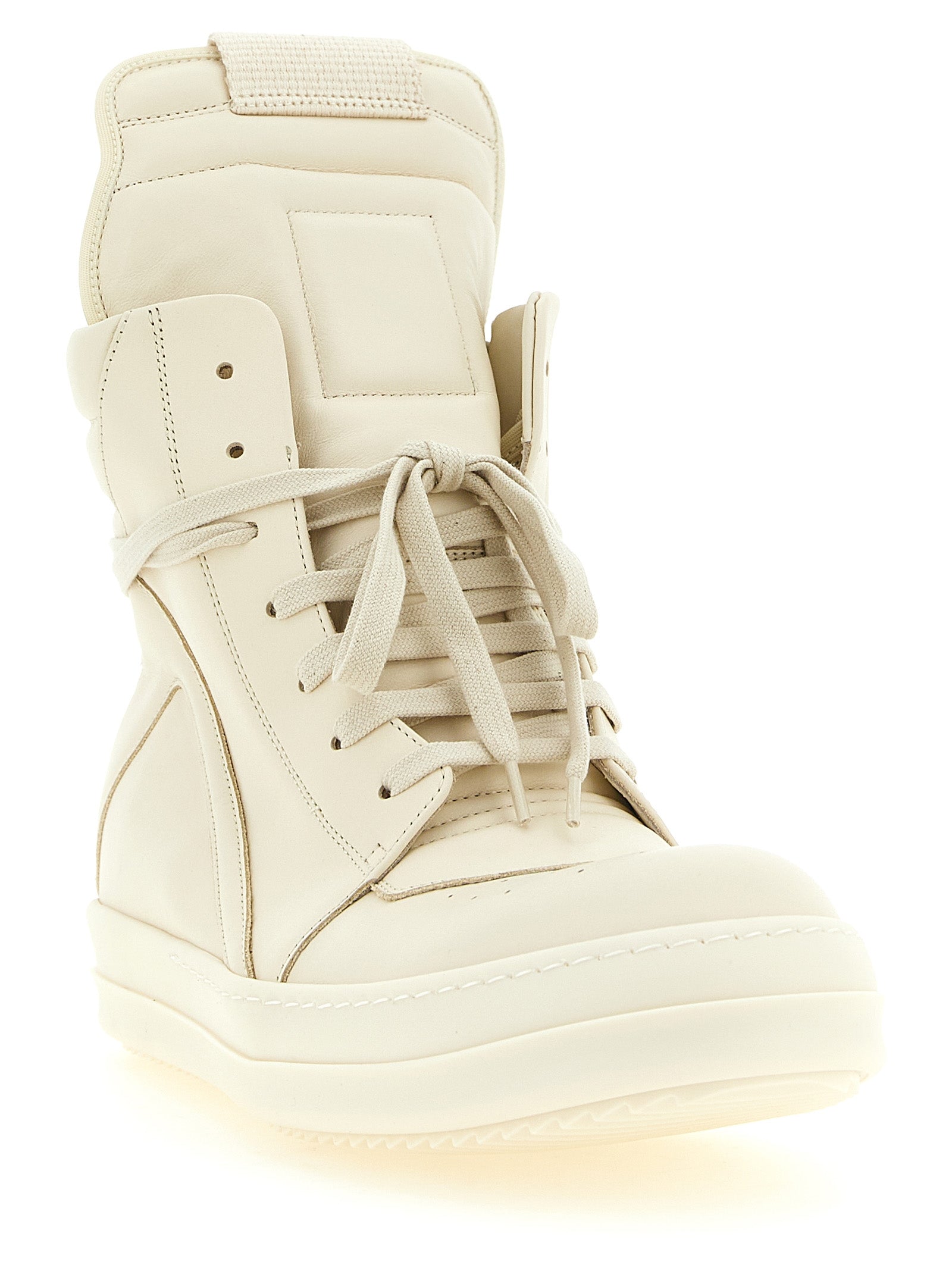 Weiße Kalbsleder High-Top-Sneaker