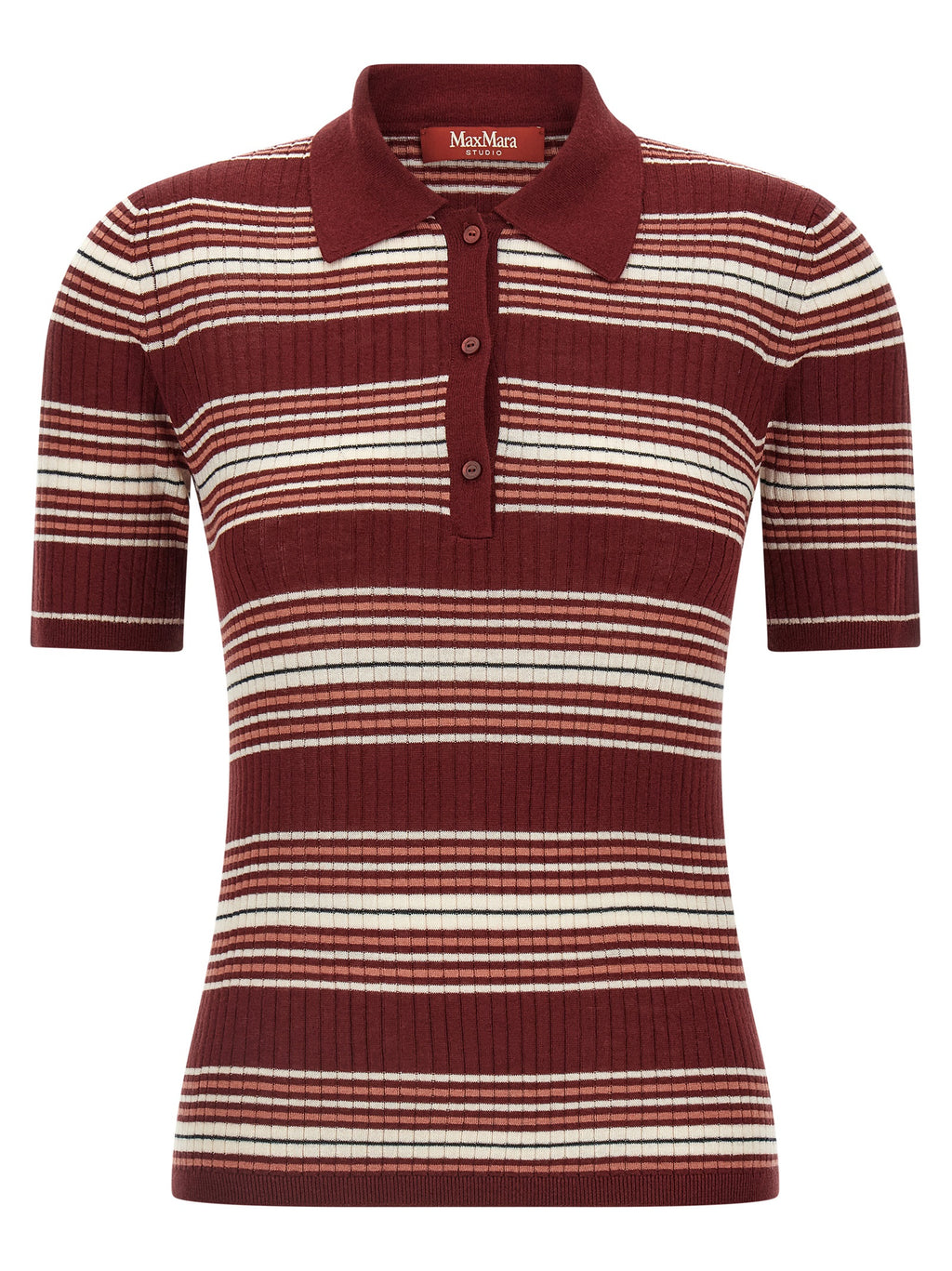 Bordeauxfarbenes Seiden-Poloshirt