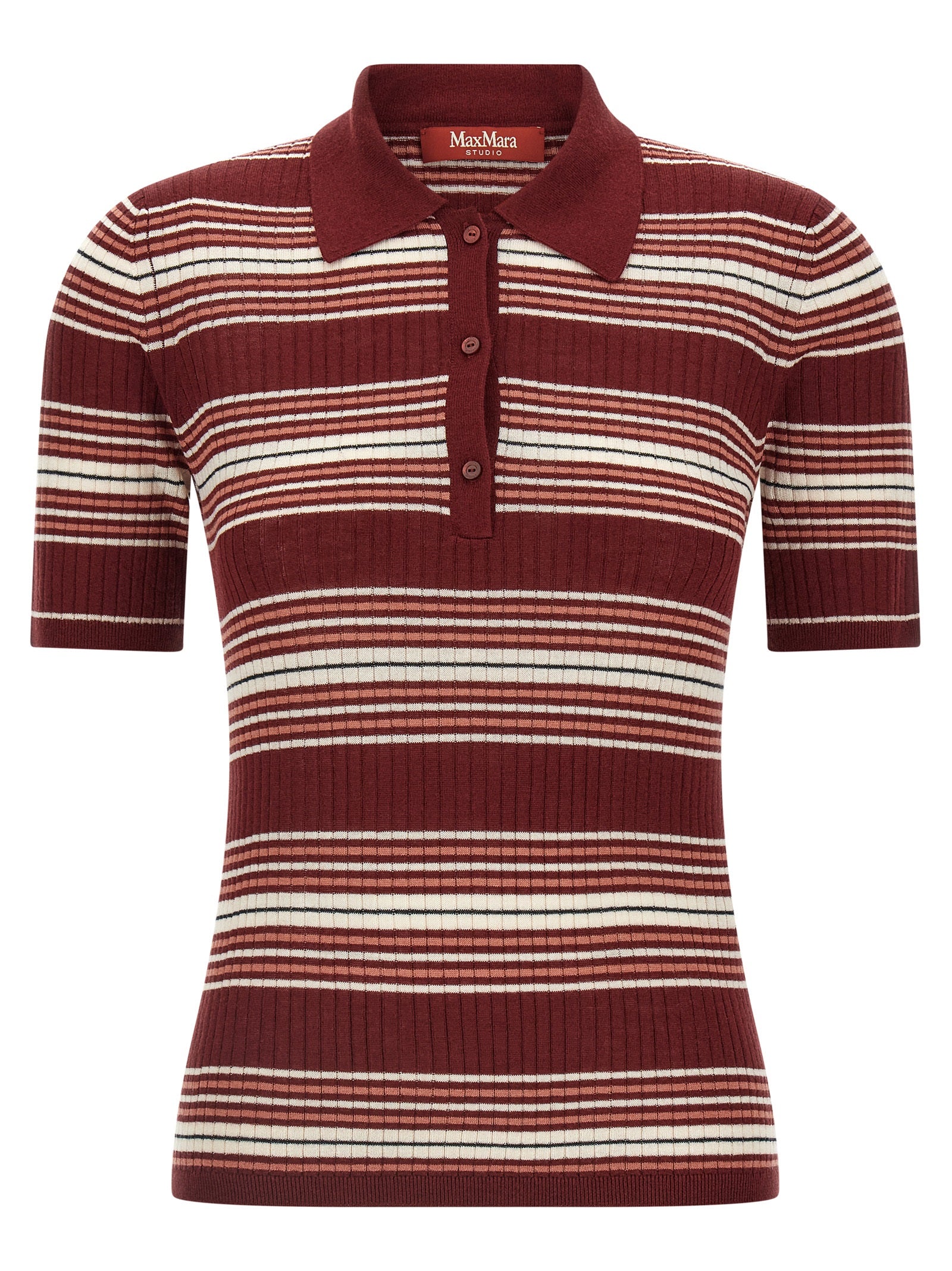 Bordeauxfarbenes Seiden-Poloshirt