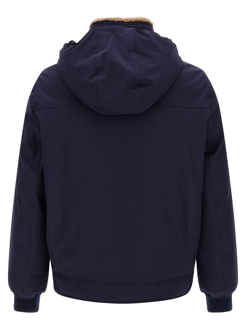 Blaue Polyamid-Jacke in voller Länge