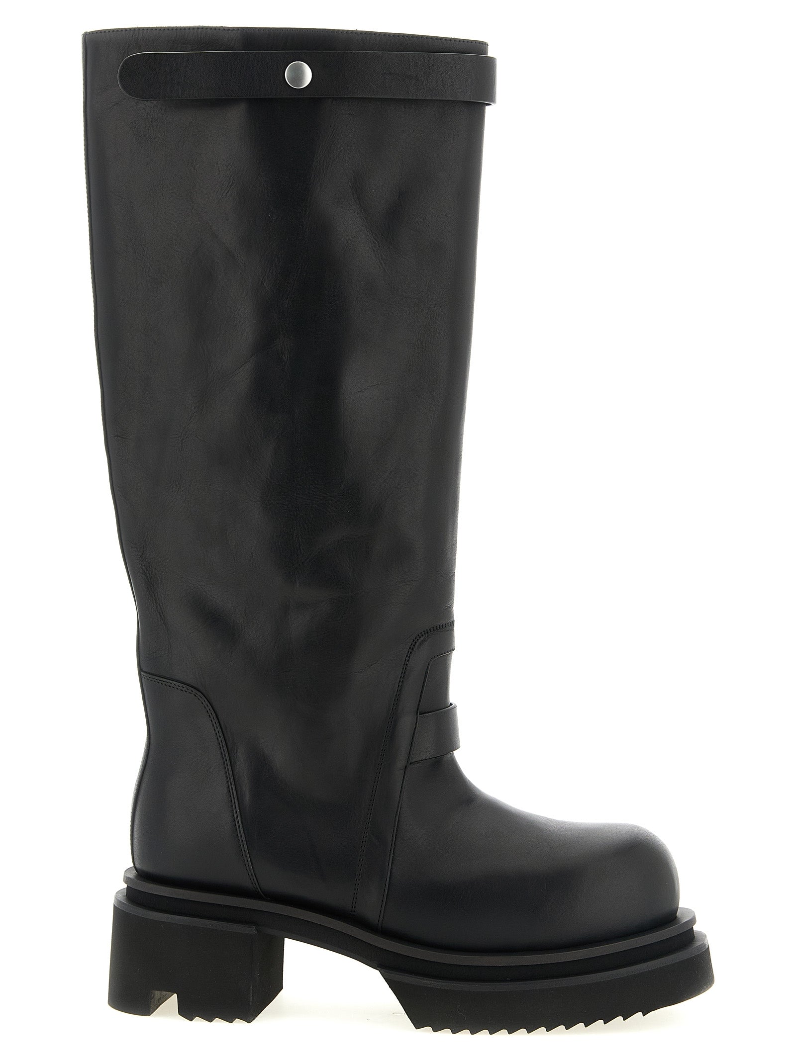 Schwarzes Kalbsleder Over-the-Knee