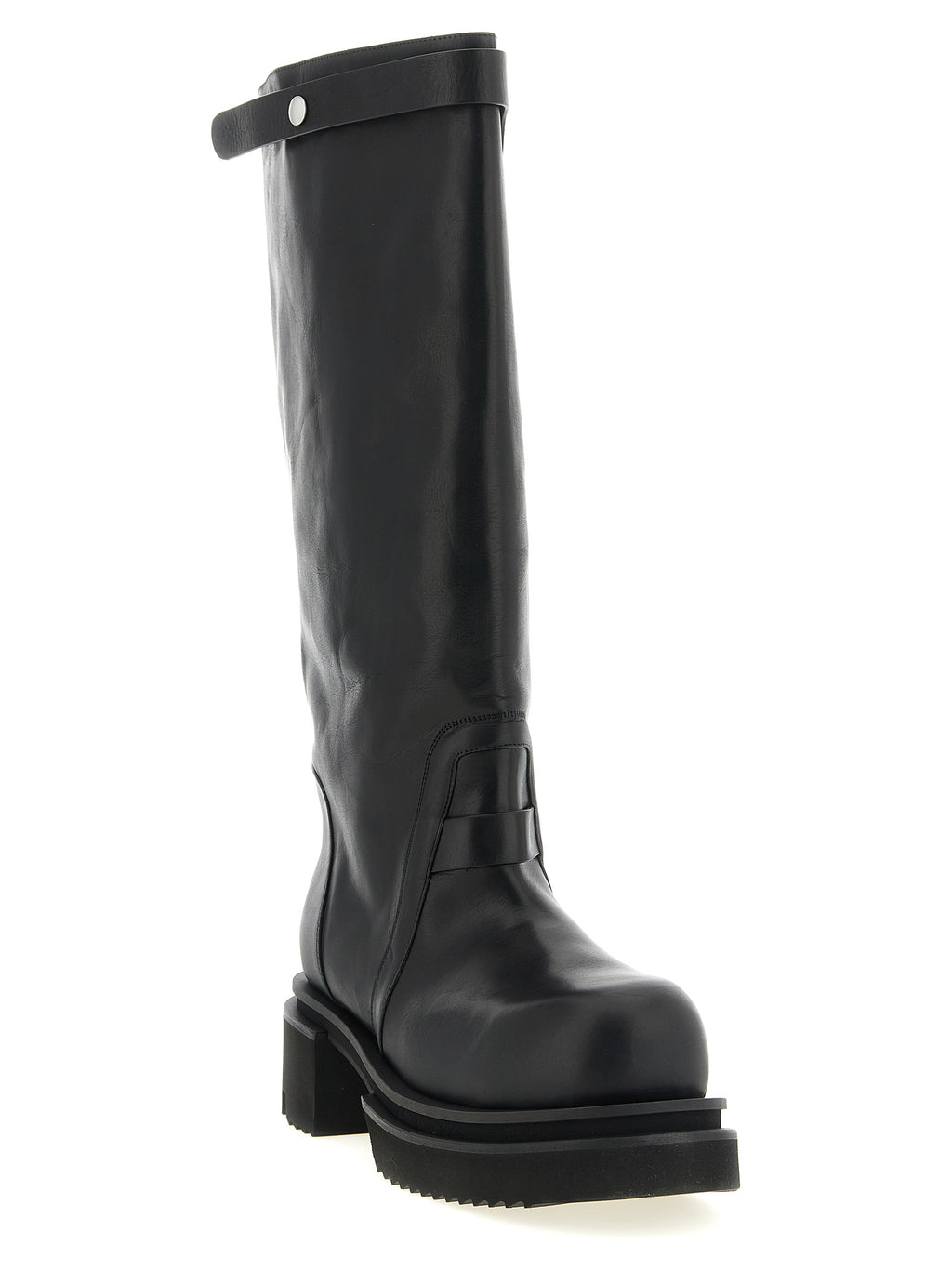 Schwarzes Kalbsleder Over-the-Knee
