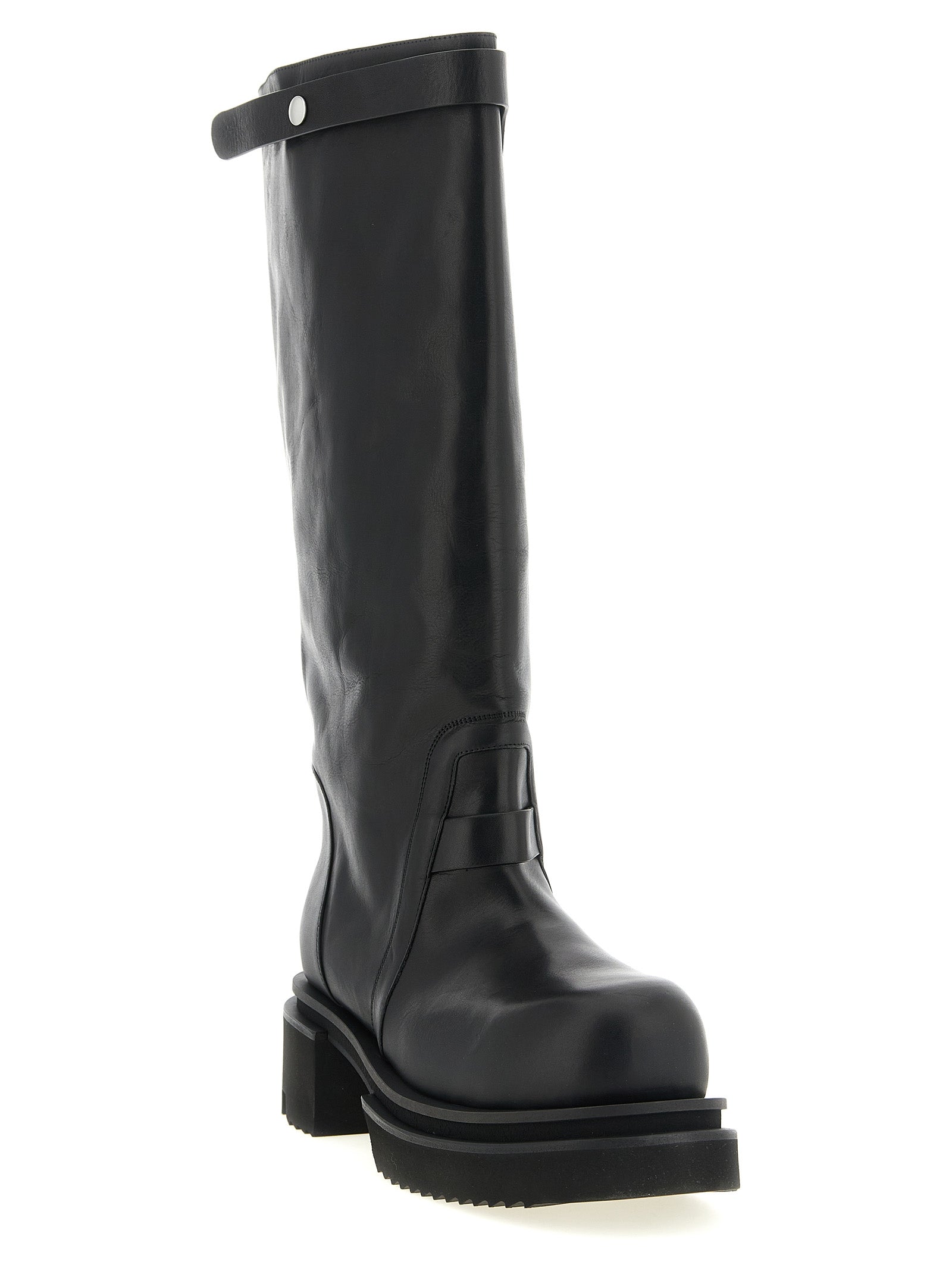 Schwarzes Kalbsleder Over-the-Knee