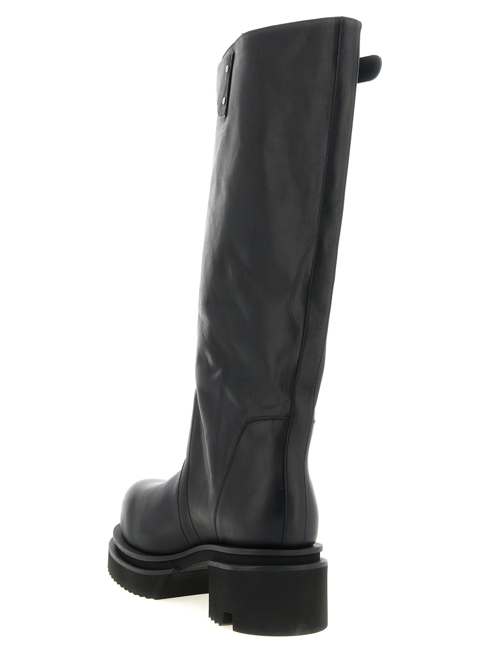 Schwarzes Kalbsleder Over-the-Knee