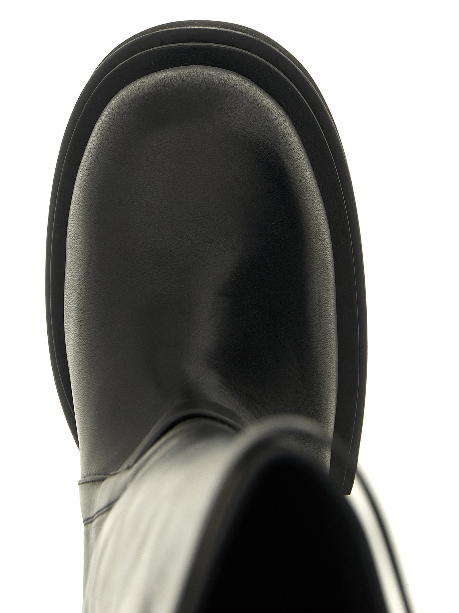 Schwarzes Kalbsleder Over-the-Knee