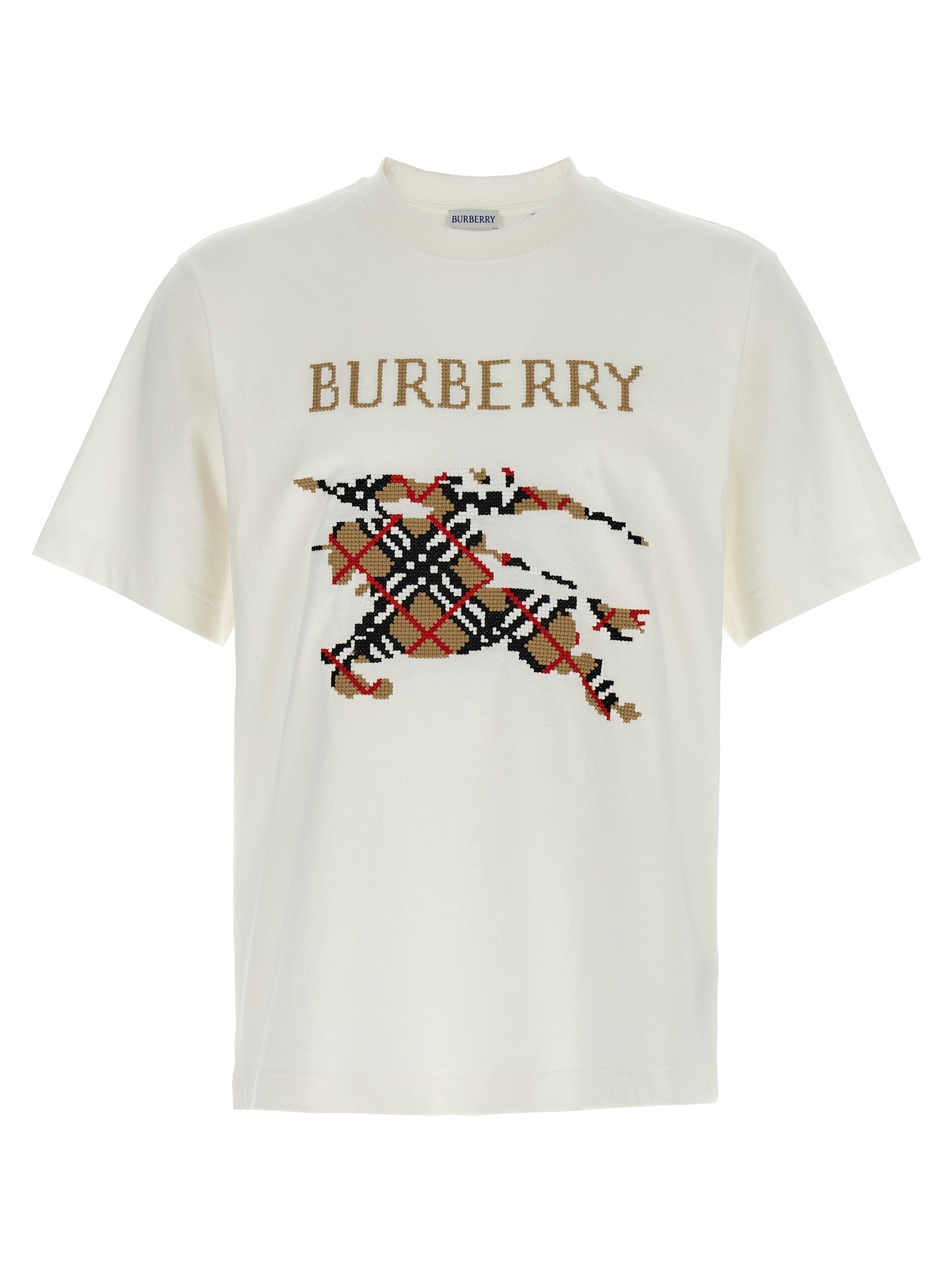Weißes T-Shirt mit Kreuzstich-Emblem
