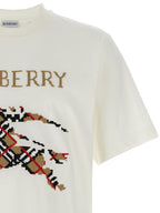 Weißes T-Shirt mit Kreuzstich-Emblem