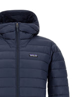 Blaue lange Jacke aus Nylon 340553
