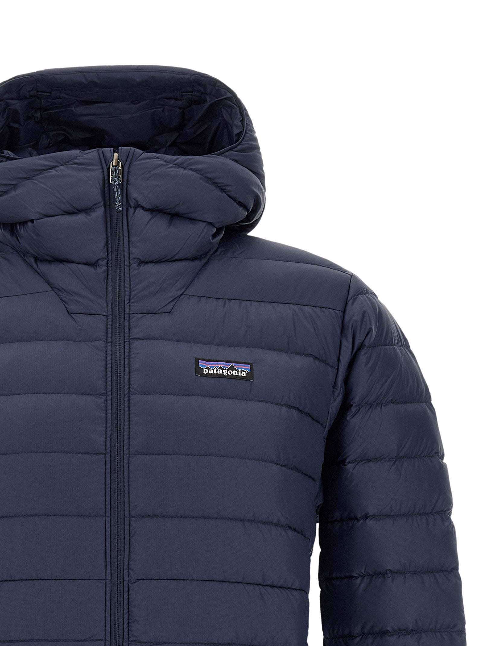 Blaue lange Jacke aus Nylon 340553