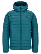 Blaue lange Jacke aus Nylon 340551