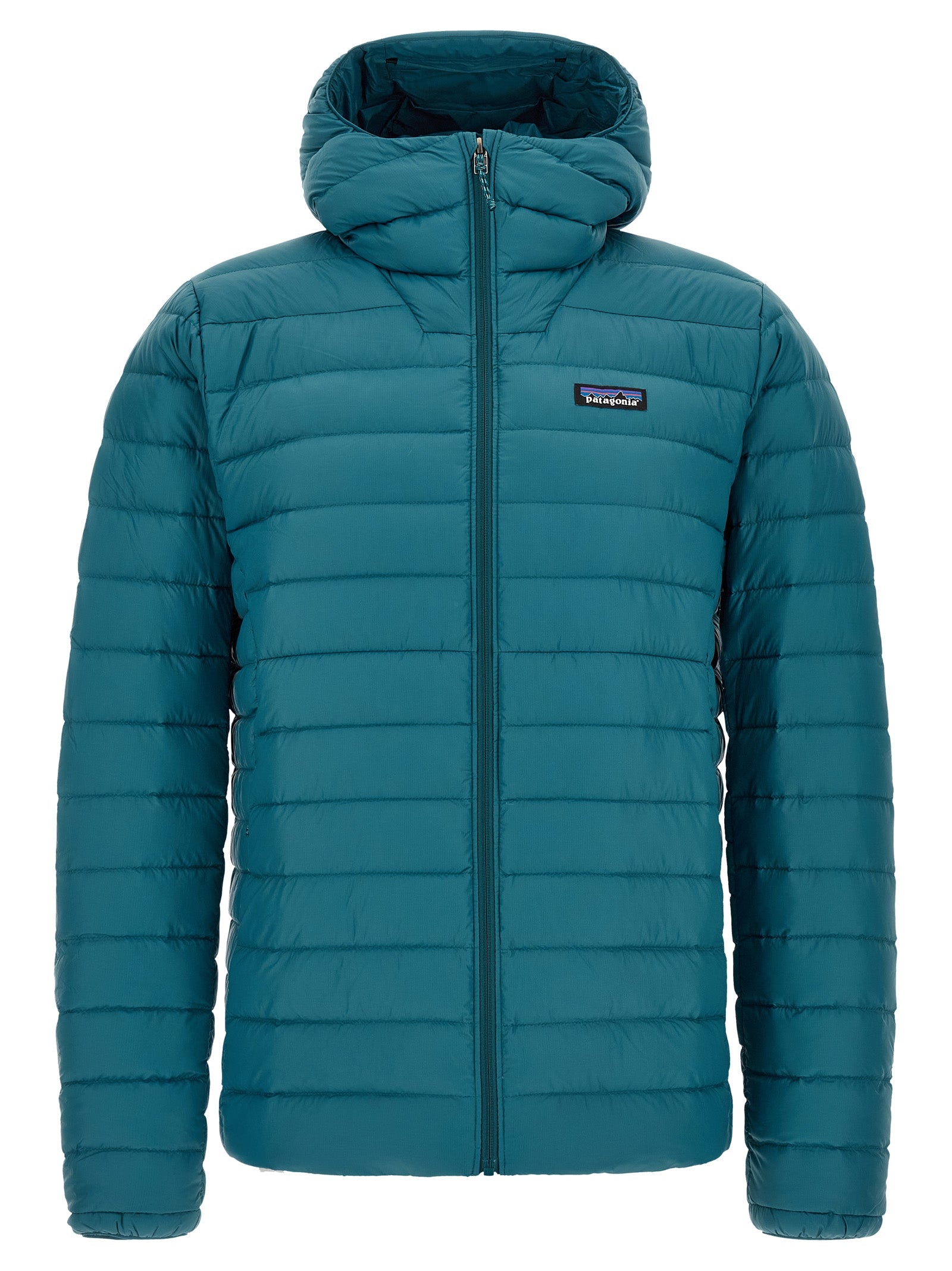 Blaue lange Jacke aus Nylon 340551