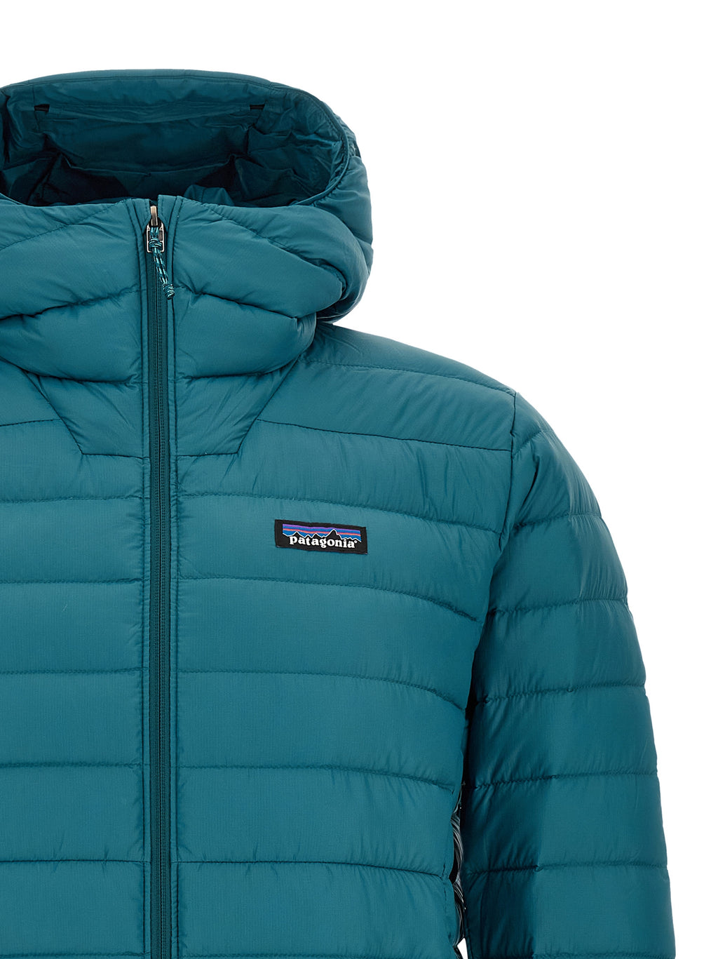 Blaue lange Jacke aus Nylon 340551