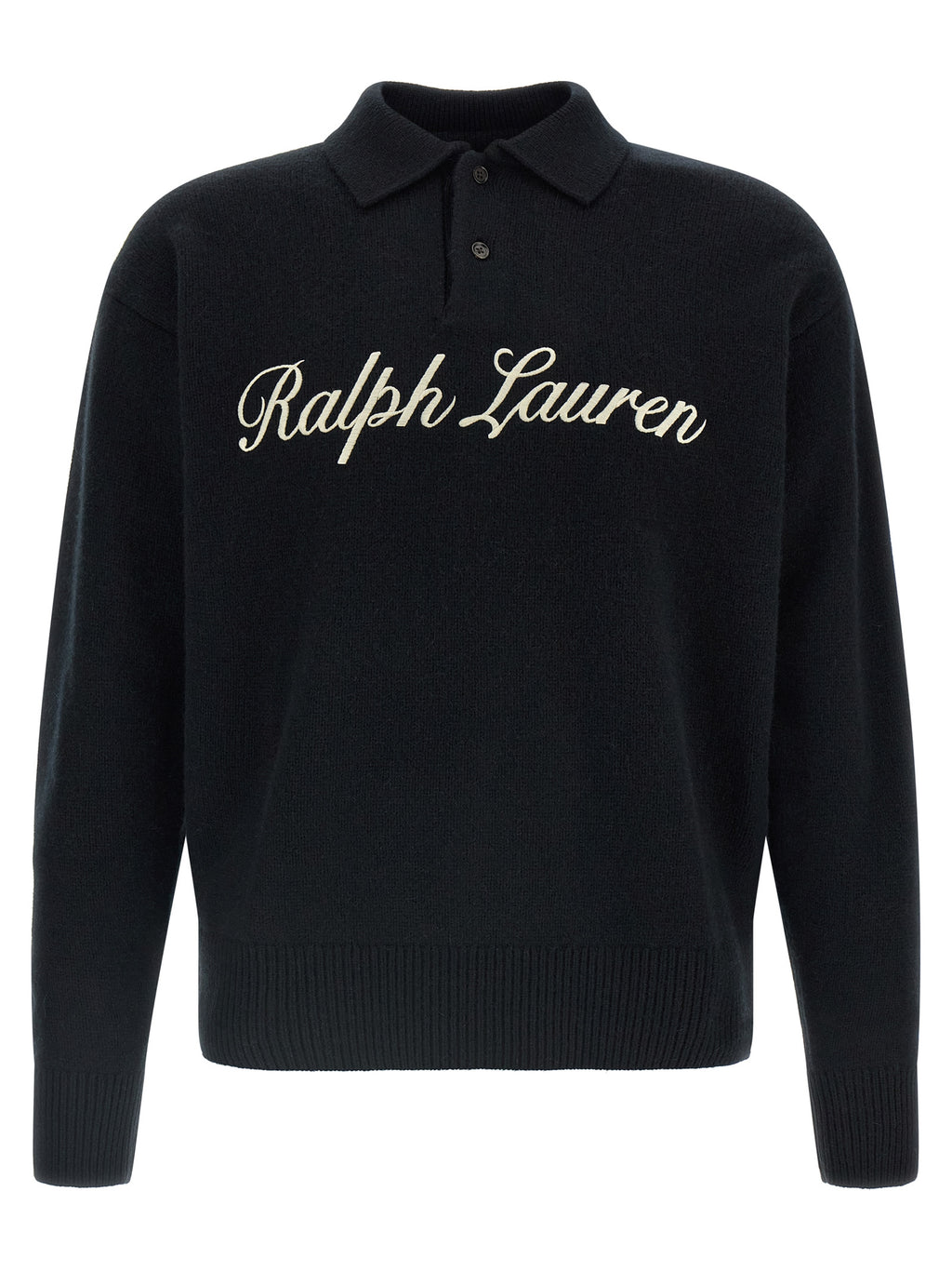Schwarzes Poloshirt aus Wolle