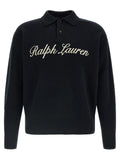 Schwarzes Poloshirt aus Wolle