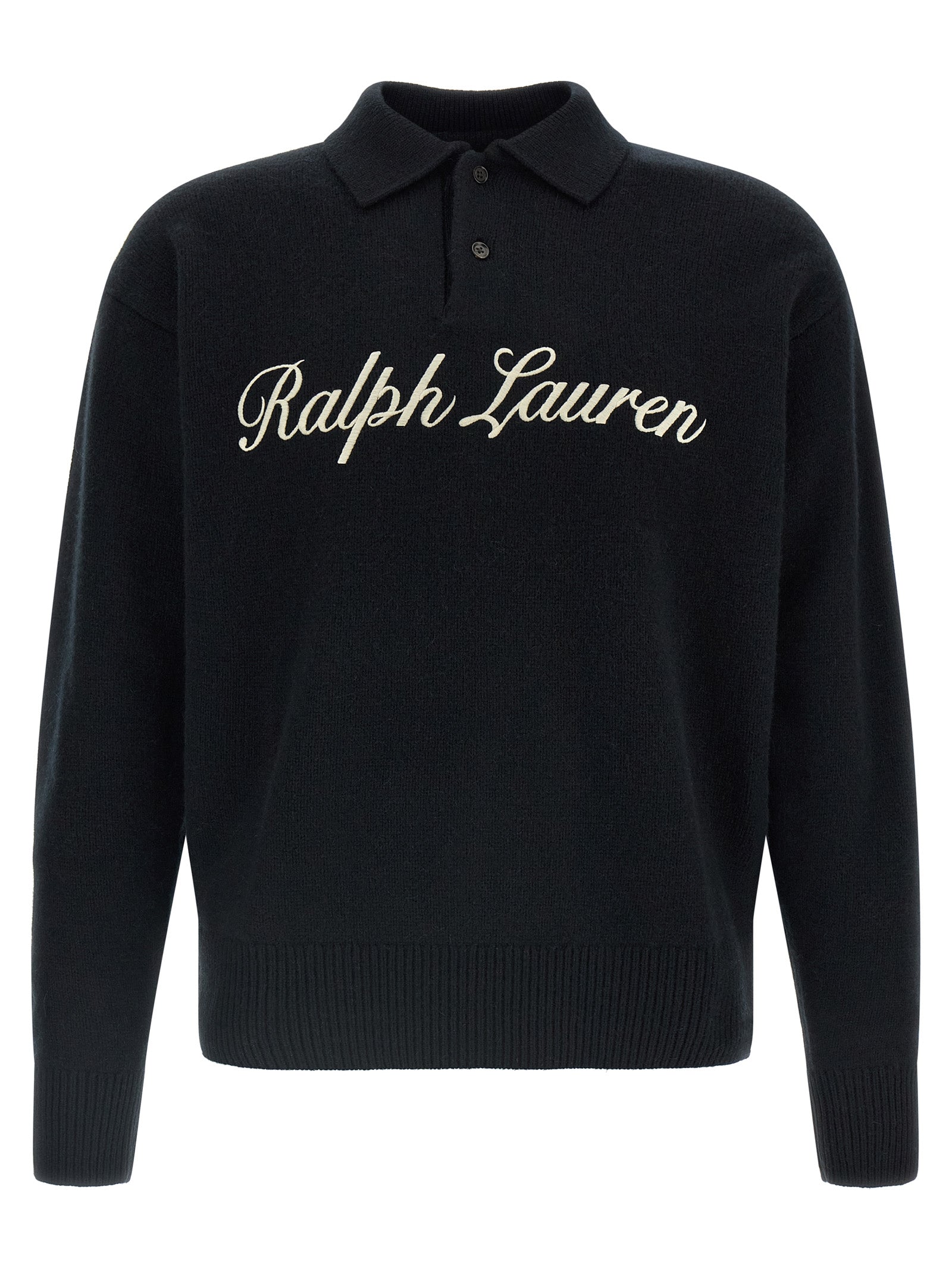 Schwarzes Poloshirt aus Wolle