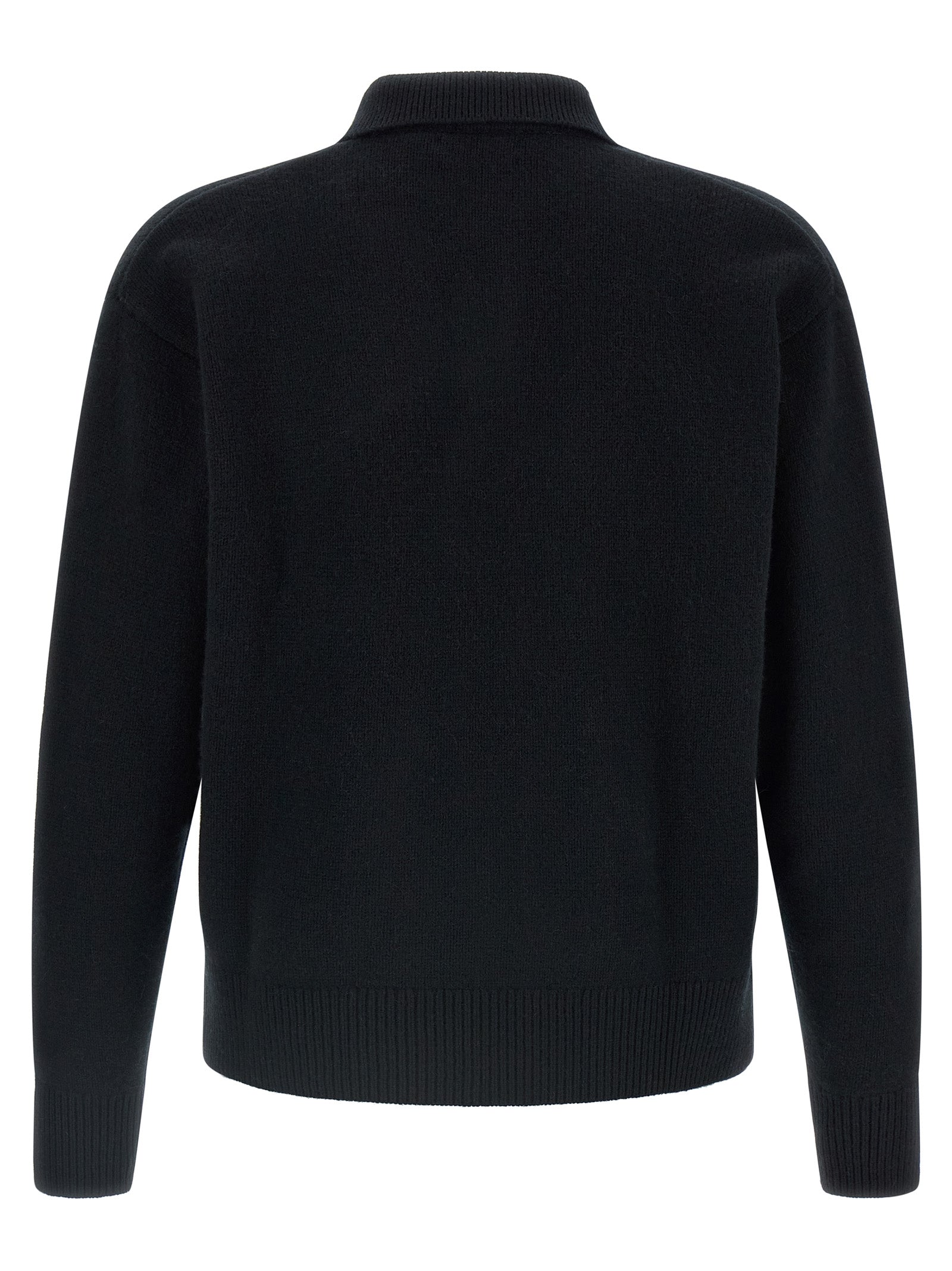 Schwarzes Poloshirt aus Wolle