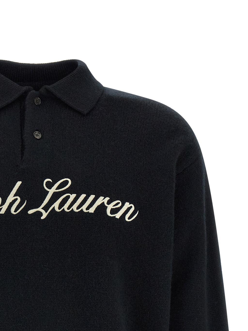 Schwarzes Poloshirt aus Wolle