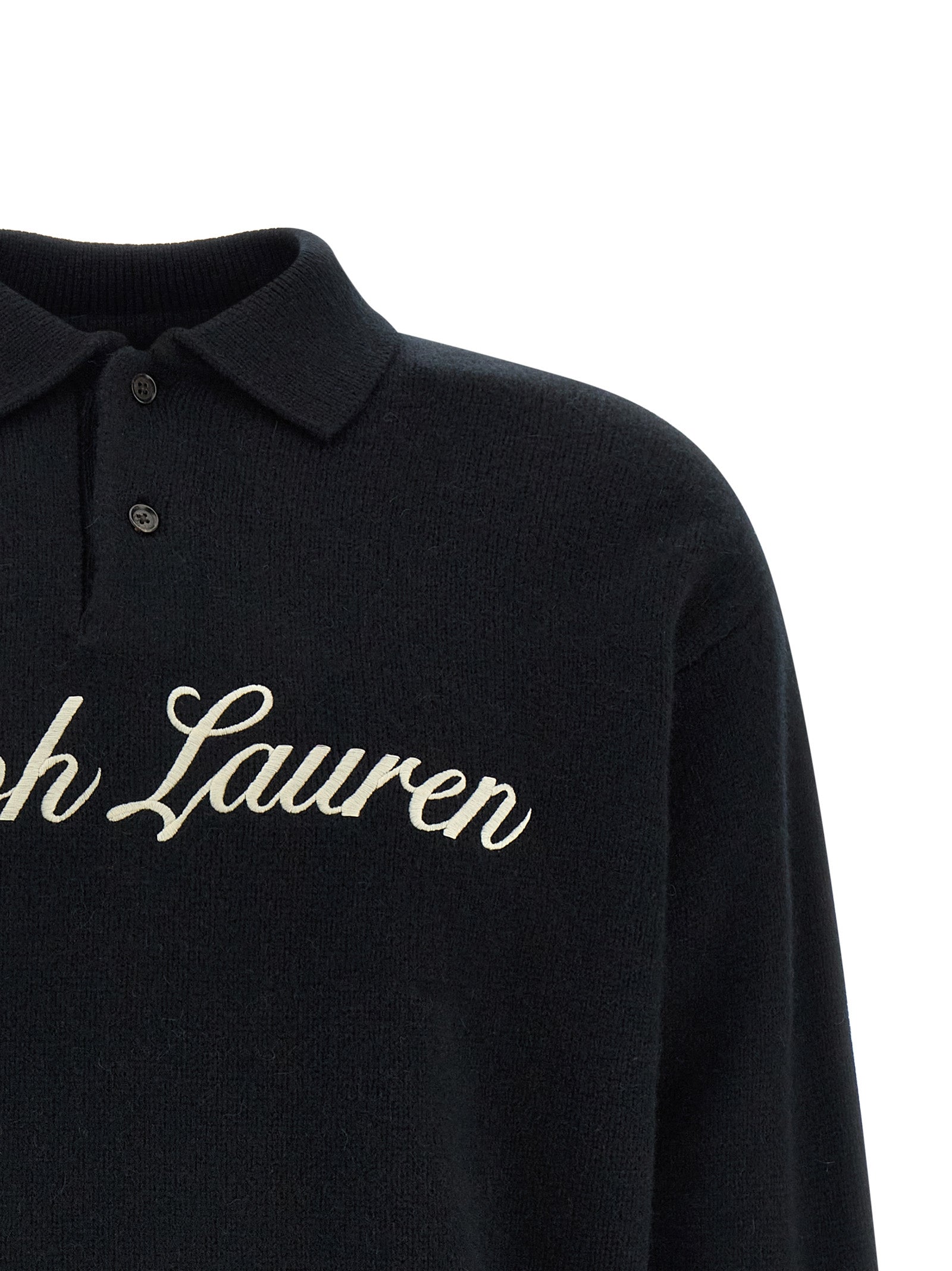 Schwarzes Poloshirt aus Wolle