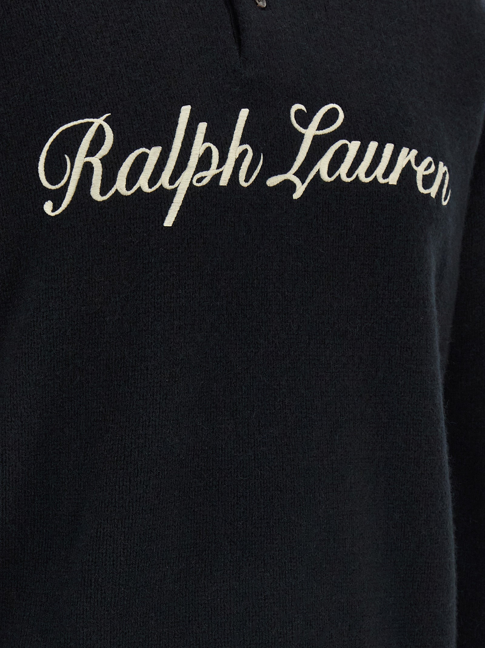 Schwarzes Poloshirt aus Wolle