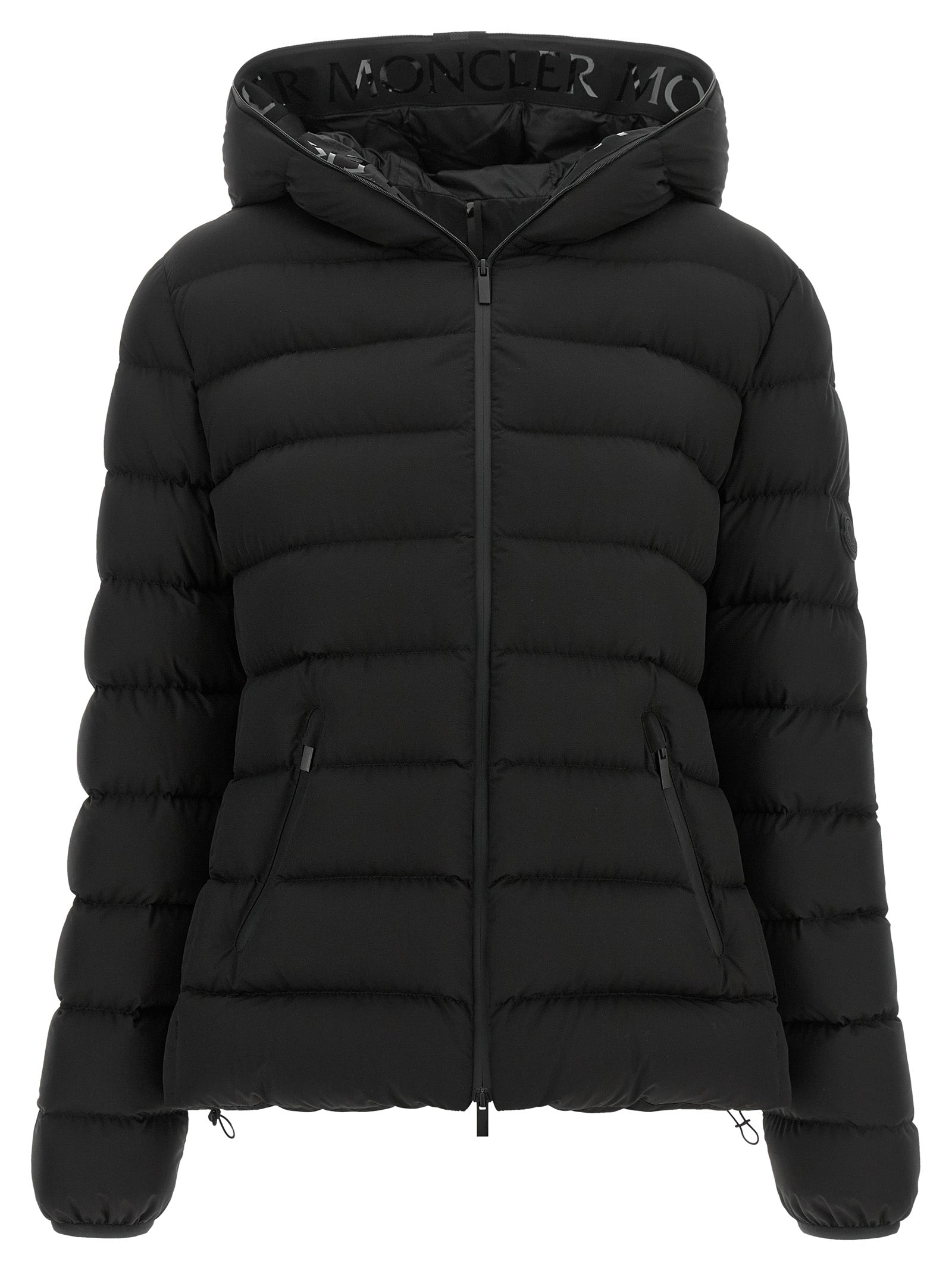 Schwarze lange Jacke aus Polyester