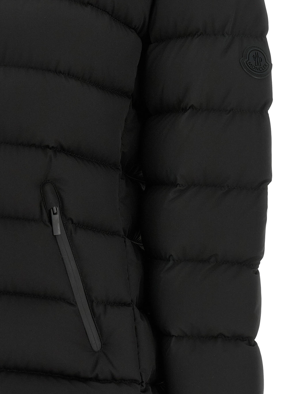 Schwarze lange Jacke aus Polyester