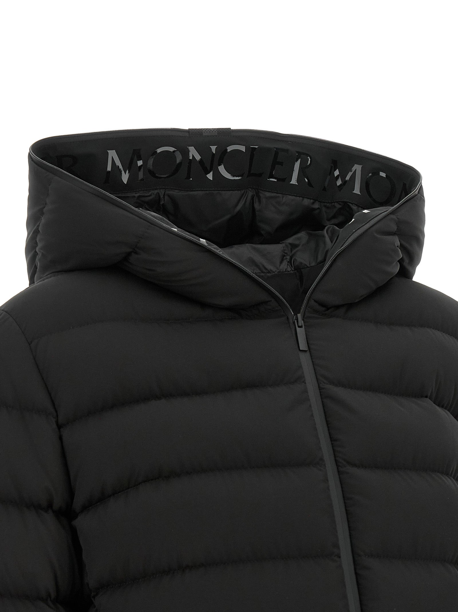 Schwarze lange Jacke aus Polyester