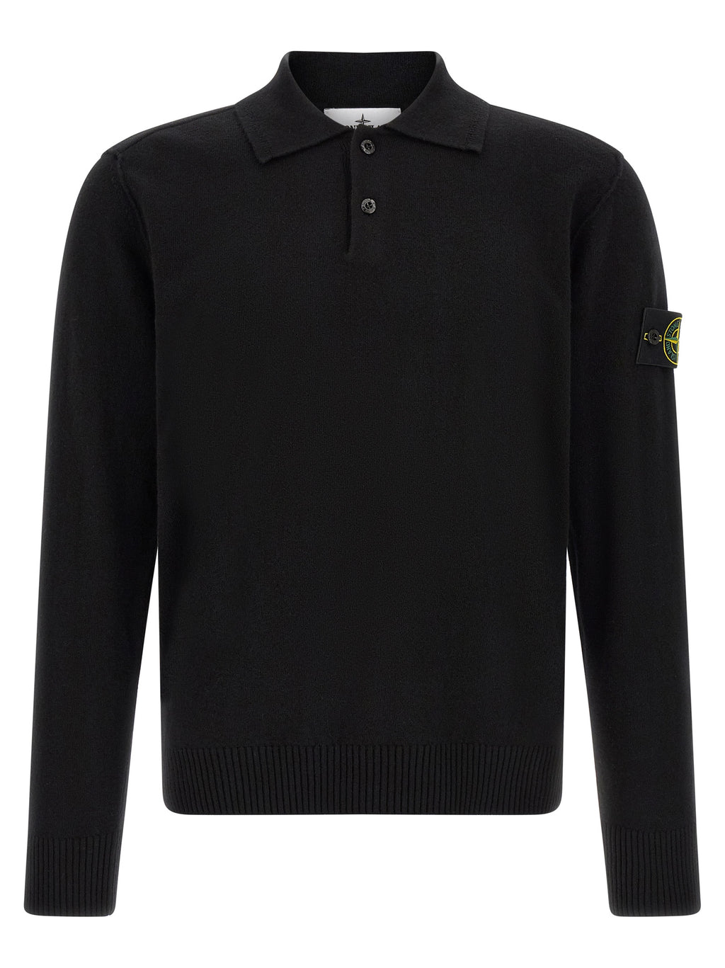 Schwarzes Poloshirt aus Wolle