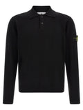 Schwarzes Poloshirt aus Wolle