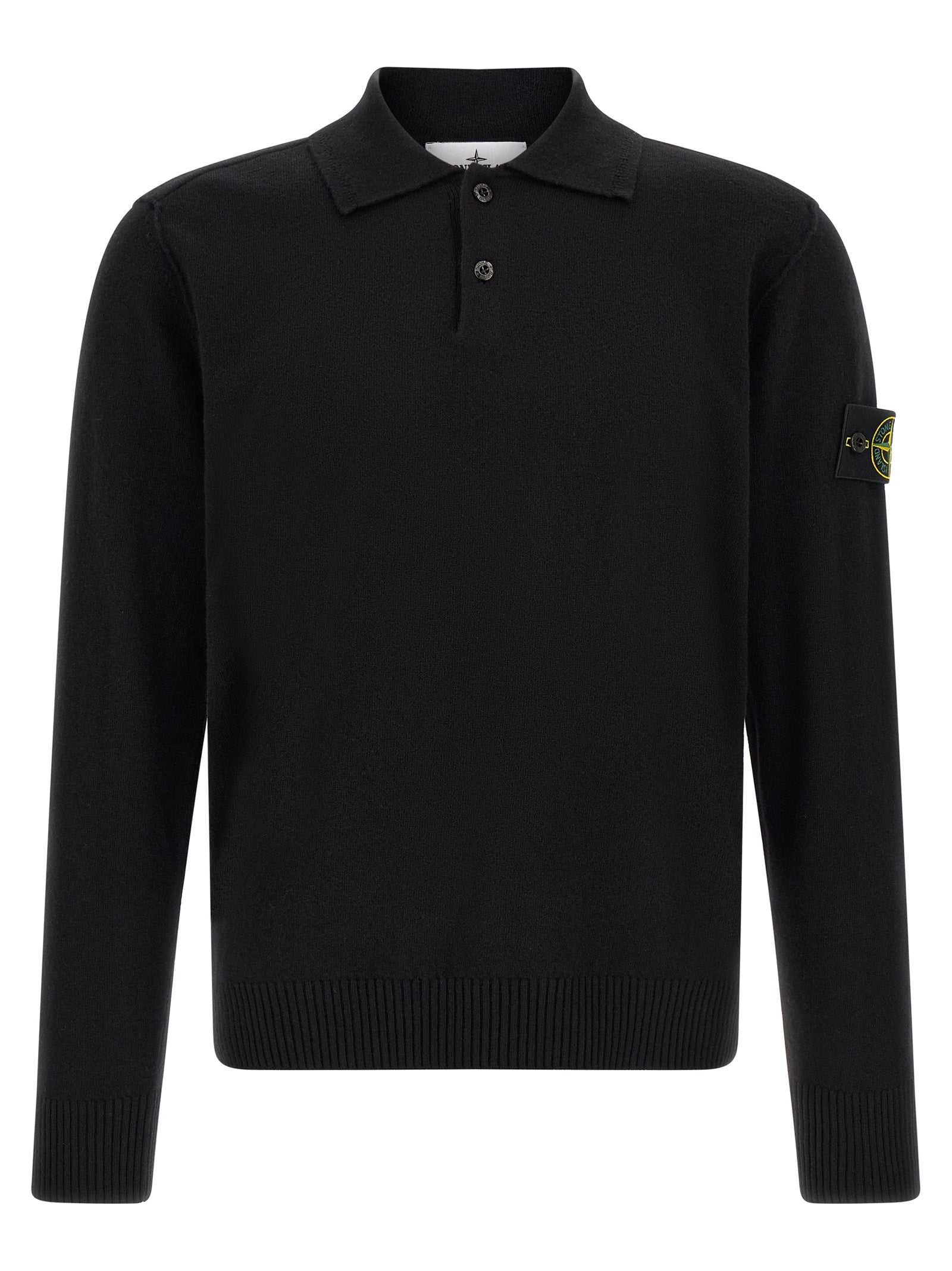 Schwarzes Poloshirt aus Wolle