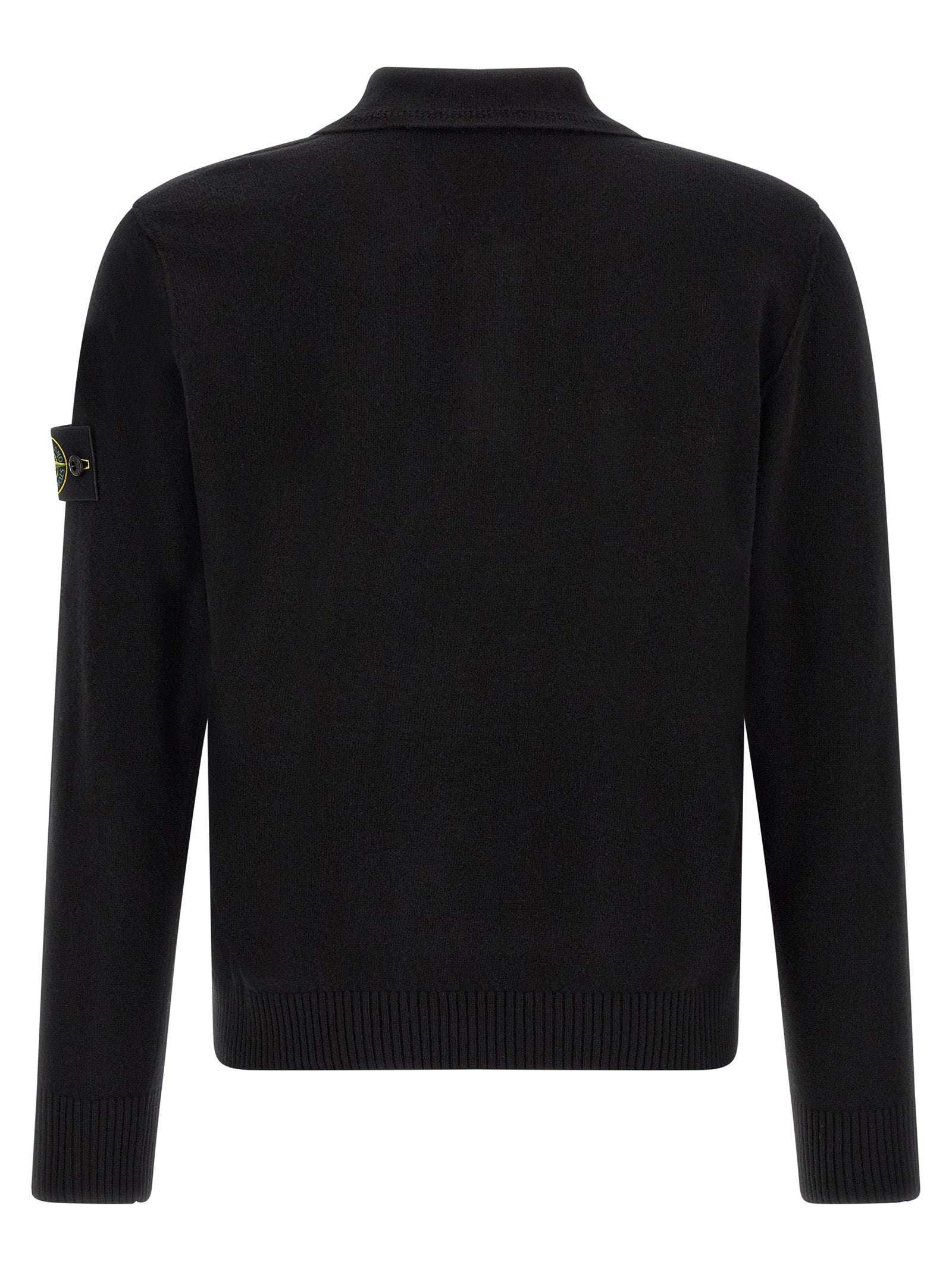 Schwarzes Poloshirt aus Wolle