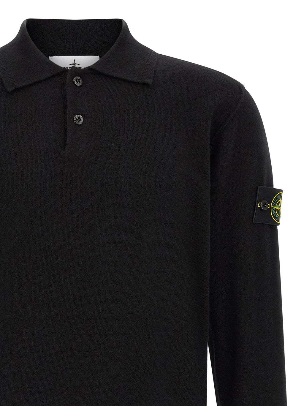 Schwarzes Poloshirt aus Wolle