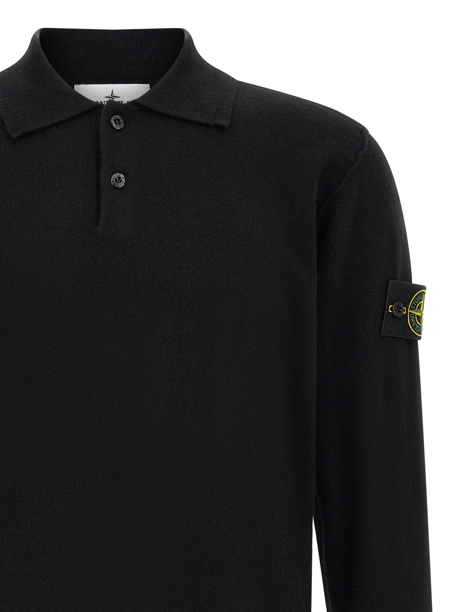 Schwarzes Poloshirt aus Wolle