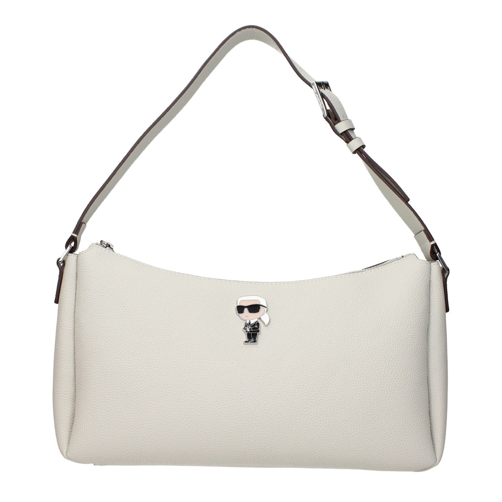 Graue Schultertasche aus Leder