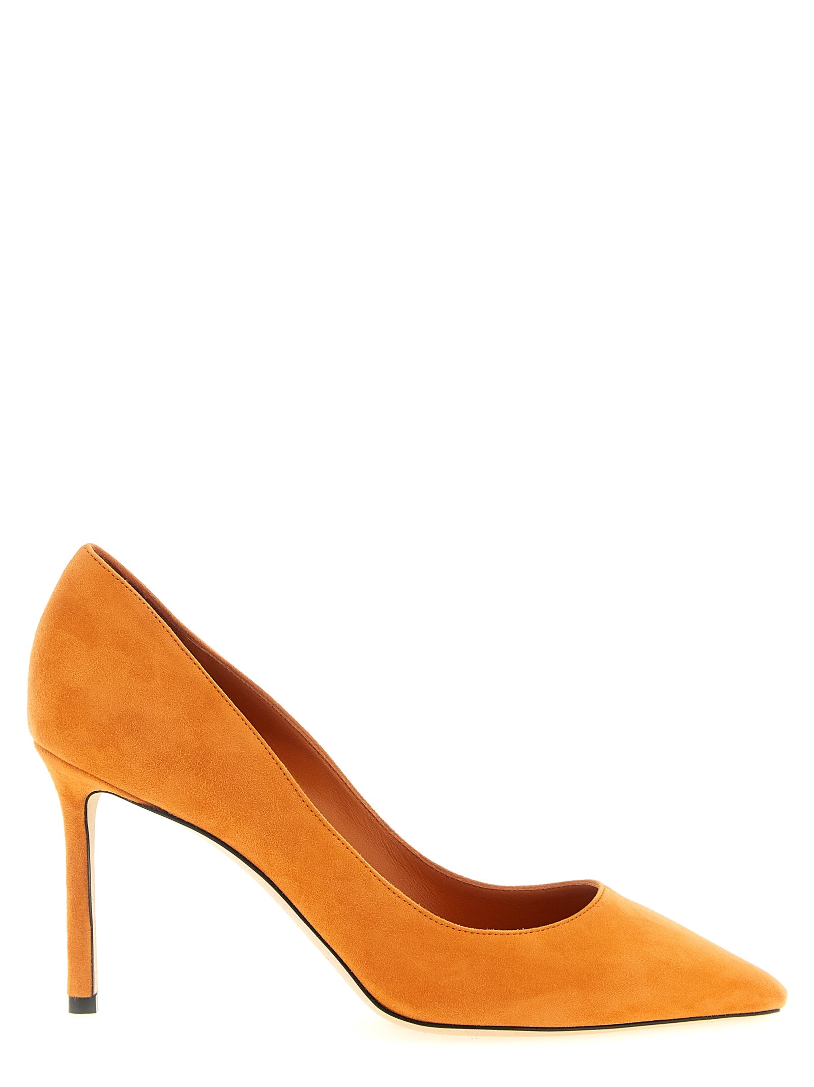 Orangefarbene Pumps aus Leder