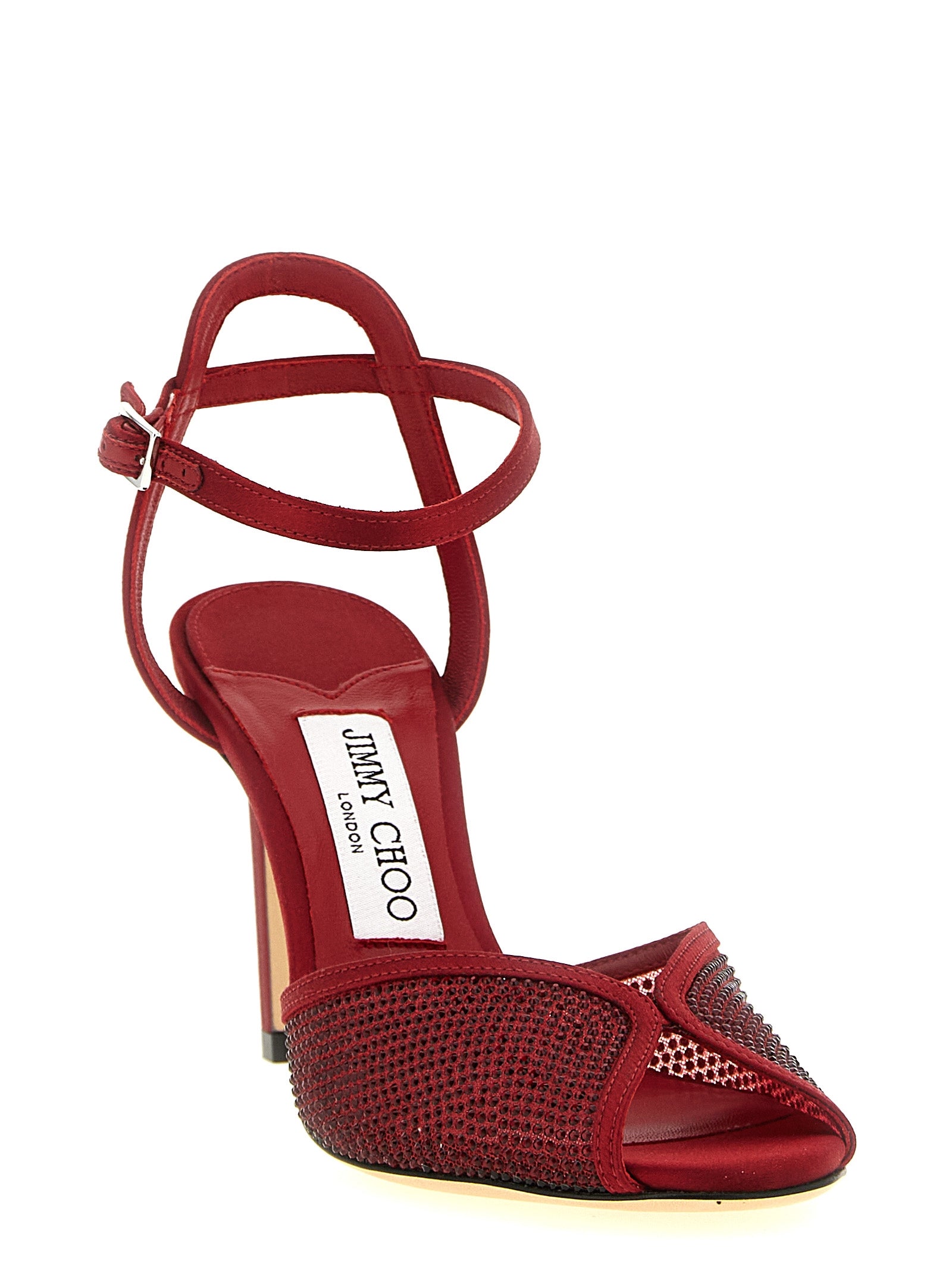 Rote Sandalen mit Stilettoabsatz aus Lammleder
