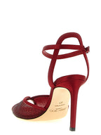 Rote Sandalen mit Stilettoabsatz aus Lammleder