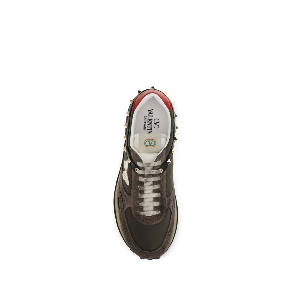 Braune Low-Top-Sneaker aus Nylon