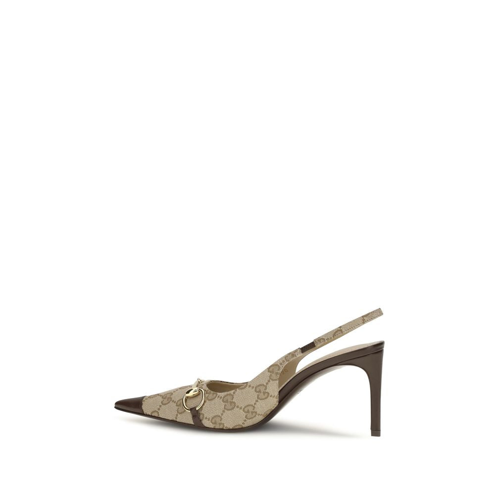 Beige Stoff-Pumps mit hohem Absatz