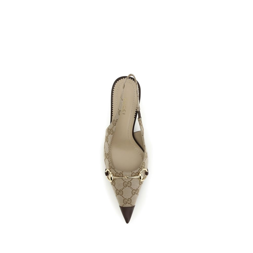 Beige Stoff-Pumps mit hohem Absatz