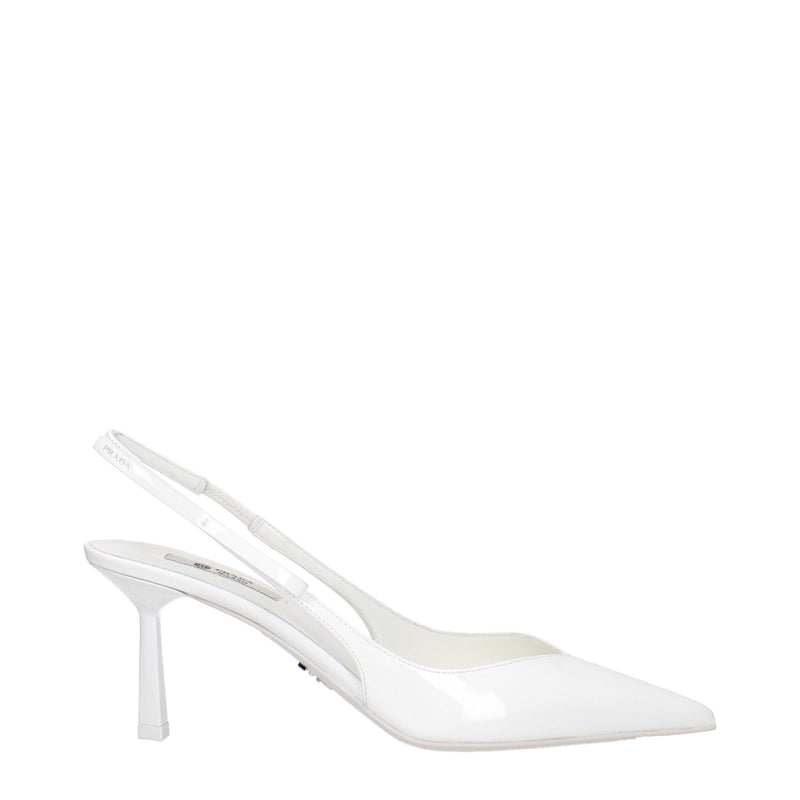 Weiße Leder Pumps mit hohem Absatz