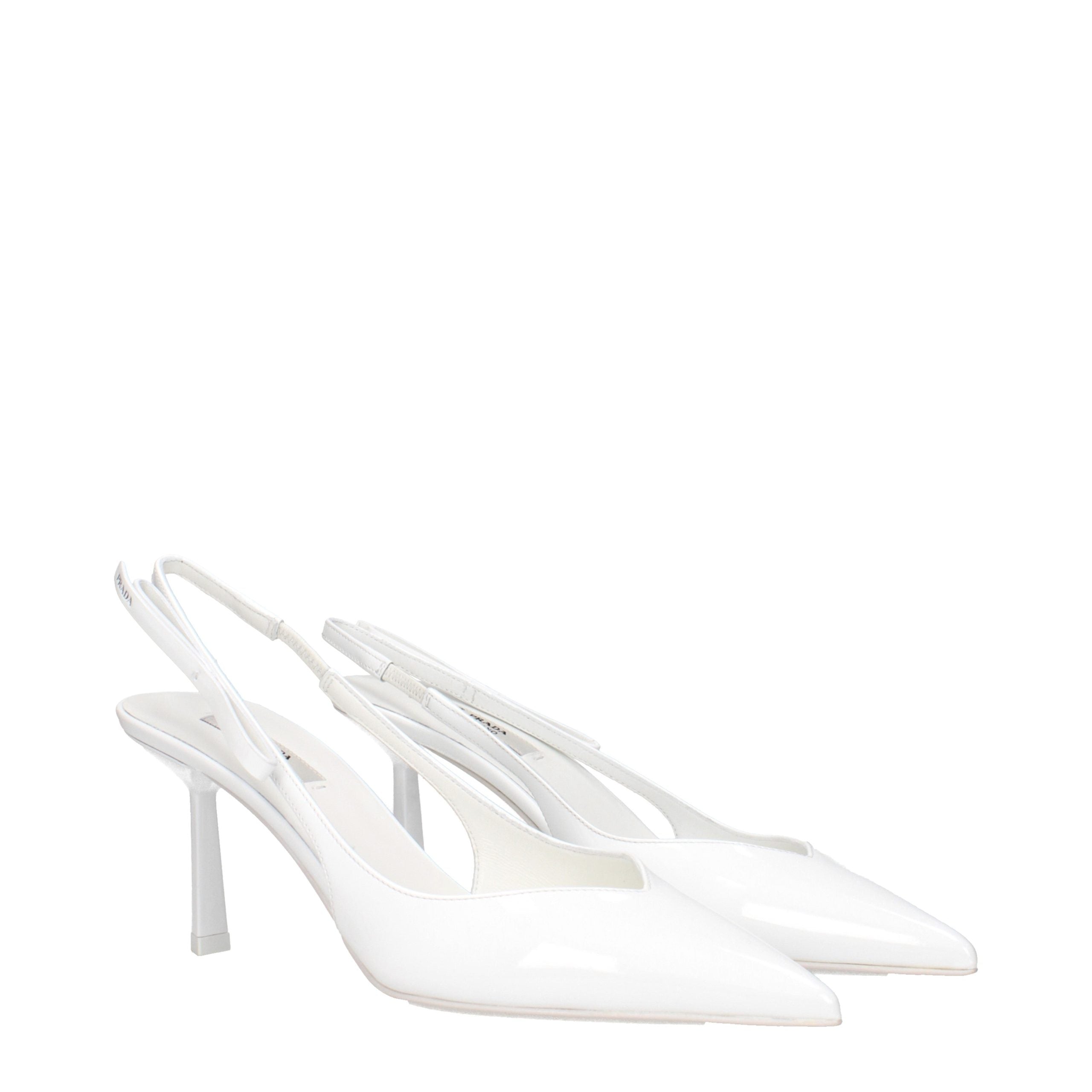 Weiße Leder Pumps mit hohem Absatz