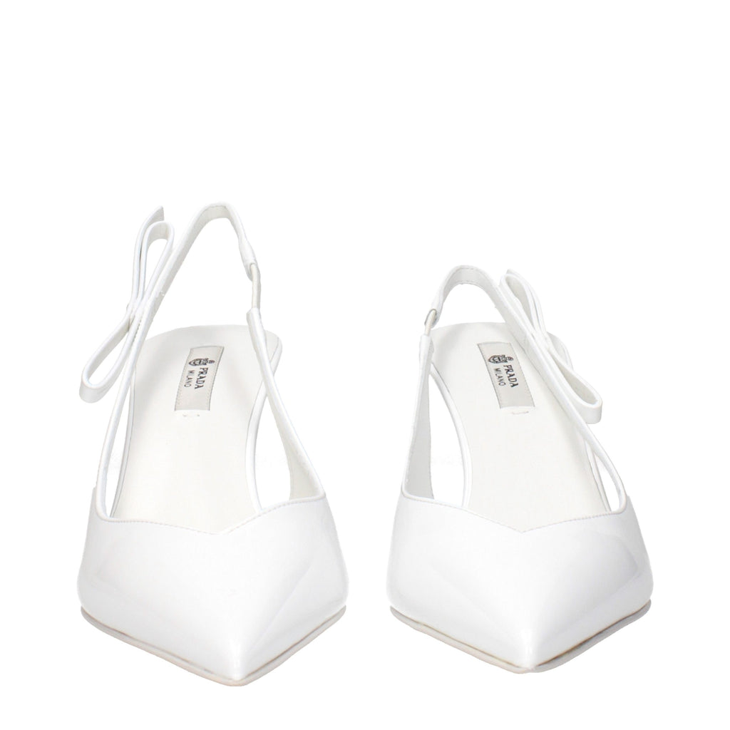 Weiße Leder Pumps mit hohem Absatz