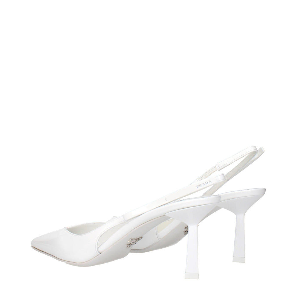 Weiße Leder Pumps mit hohem Absatz