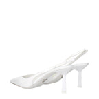Weiße Leder Pumps mit hohem Absatz