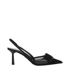 Schwarze Pumps mit hohen Absätzen aus Fasern