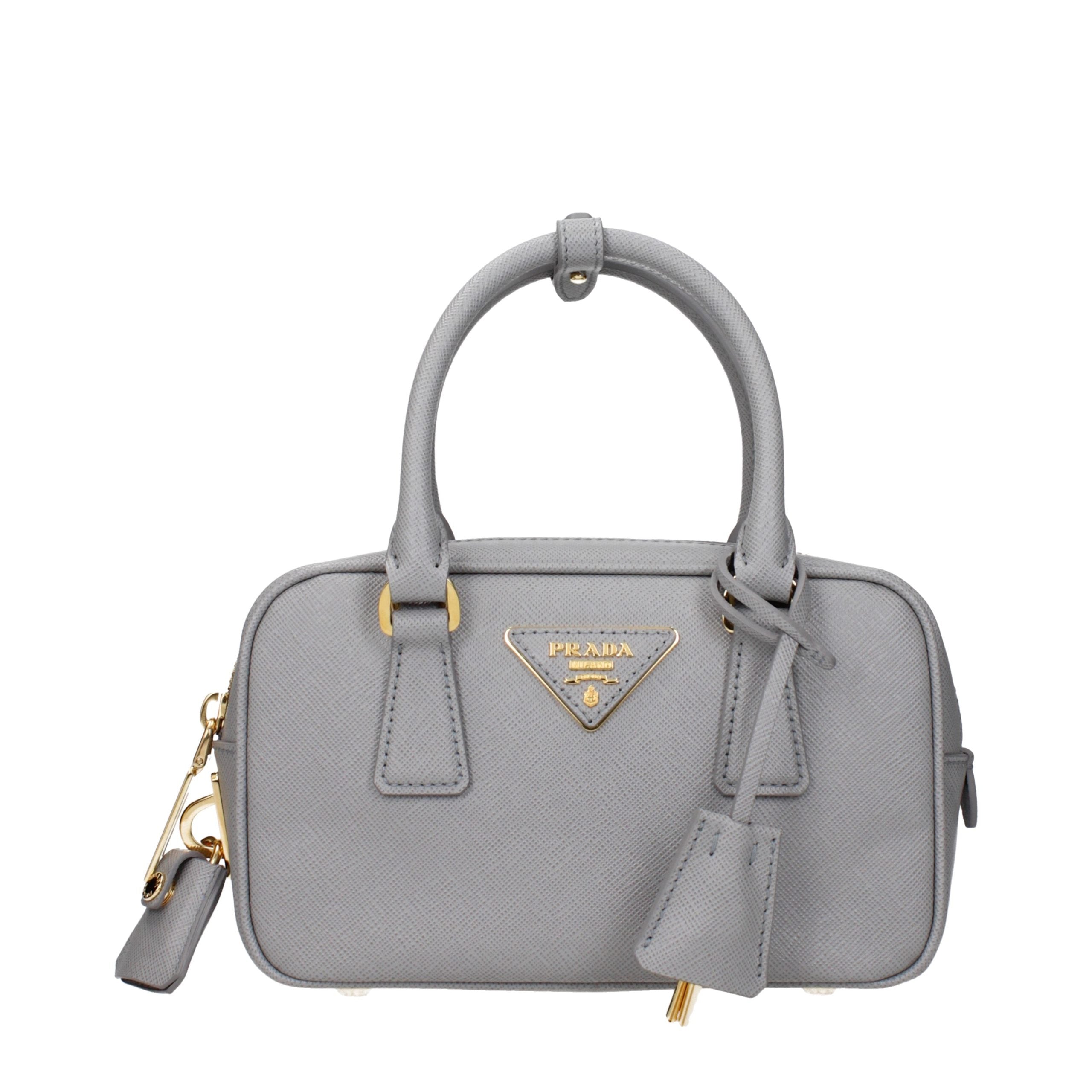 Graue Lederhandtasche