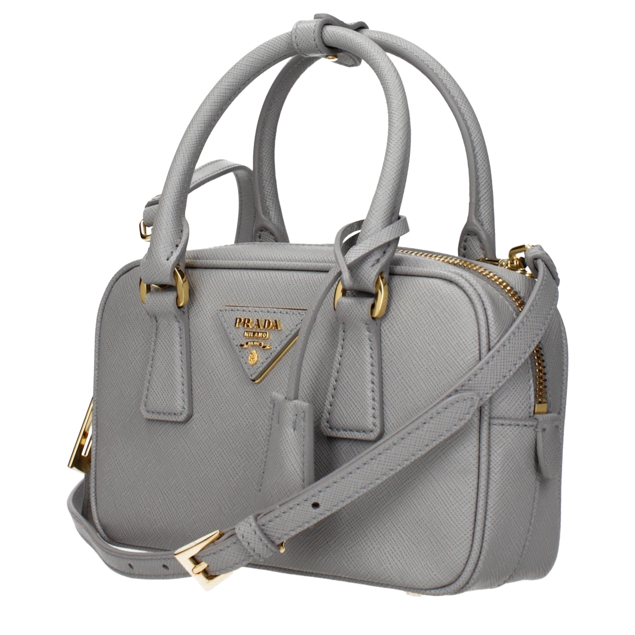 Graue Lederhandtasche