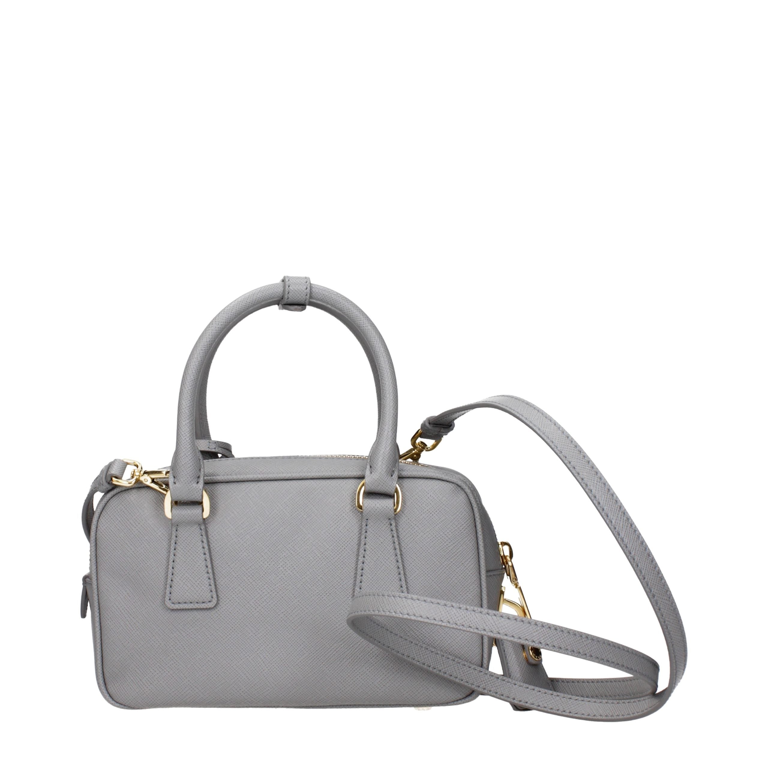 Graue Lederhandtasche