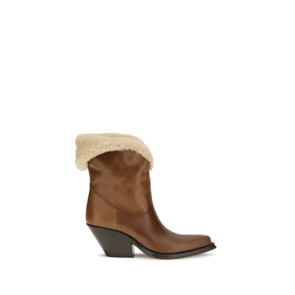 Braune Ankle Boots aus Kalbsleder Bos Taurus